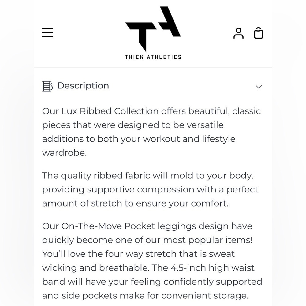 Thick Athletics LUX Ribbed On-the-Move Purple Leggings Side Pockets - Picture 10 of 12